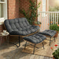 Radiata Patio Loveseat, Outdoor Loveseat, Double Papasan Lounge Chair, Outdoor Wicker Loveseat – 5.5" Thick Cushion, 600 Lb Capacity,Dark Gray