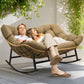 RADIATA Brown Double Outdoor Rocking Chair,2 Person Patio Rocking Egg Chair with Thick Cushion