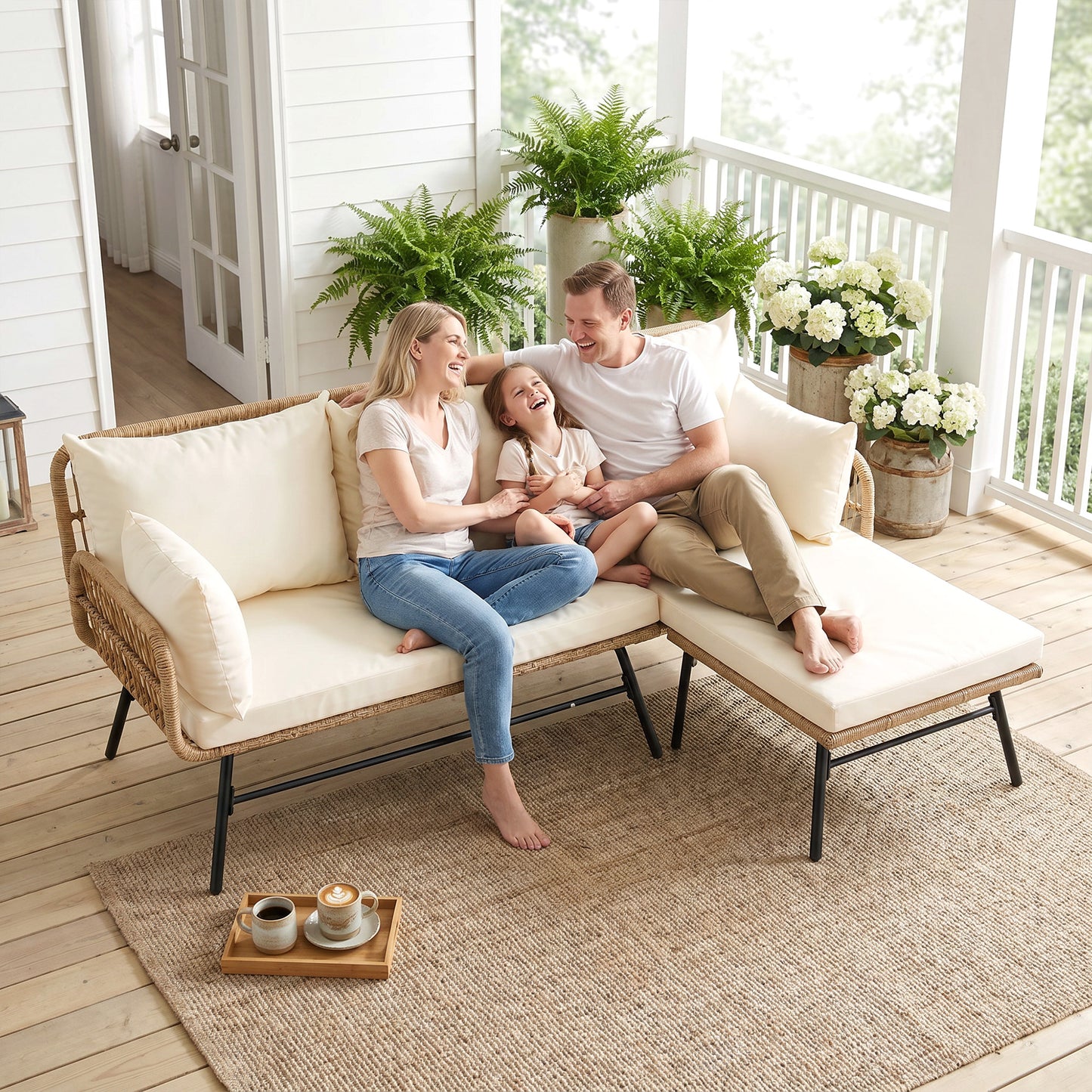 RADIATA Patio Boho Furniture sets Wicker Outdoor Sofa Conversation Set, Natural