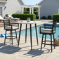 RADIATA Aluminum Bar Height Patio Table, Scratch-Resistant Marble-Look Tabletop with Umbrella Hole, High Top Outdoor Table (200 lb Capacity)