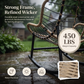 RADIATA Oversized Outdoor Papasan Rocking Chair with 5.1" Cushion, 450 lb Heavy-Duty Rattan Patio Rocker Chair, Water-Resistant Lounge Chair for Porch, Garden, Bedroom
