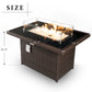 RADIATA Outdoor 43'' Rectangular Brown Wicker Propane Fire Pit Table 55,000 BTU Output Safe Certified