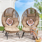 FINCATI 2 PCS Beige Oversized Wicker Egg Chair with Legs and Ottoman Outdoor Indoor Large Egg Basket Lounge Chair with Footstool for Bedroom Patio Balcony Front Porch Garden