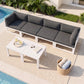 RADIATA 6pcs Outdoor Aluminum Furniture Set with 29" Seats, Oversized Modular Conversation Set Sectional Sofa, 500 lb Capacity,4" Cushions, 2 Corner&2 Armless Chairs&2 Tables