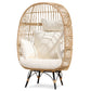 FINCATI Oversized Boho Stationary Wicker Natural Yellow Egg Chair for Garden, Backyard, Living Room, Durable 440lbs Capacity