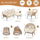 RADIATA Outdoor BOHO Natural Wicker Patio Furniture Set with Beige Cushions