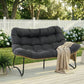 Radiata Patio Loveseat, Outdoor Loveseat, Double Papasan Lounge Chair, Outdoor Wicker Loveseat – 5.5" Thick Cushion, 600 Lb Capacity,Dark Gray