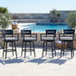 RADIATA Aluminum Bar Height Patio Table, Scratch-Resistant Marble-Look Tabletop with Umbrella Hole, High Top Outdoor Table (200 lb Capacity)