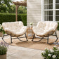 RADIATA Oversized Outdoor Papasan Rocking Chair with 5.1" Cushion, 450 lb Heavy-Duty Rattan Patio Rocker Chair, Water-Resistant Lounge Chair for Porch, Garden, Bedroom