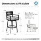RADIATA Aluminum Bar Height Patio Table, Scratch-Resistant Marble-Look Tabletop with Umbrella Hole, High Top Outdoor Table (200 lb Capacity)