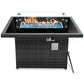 RADIATA Outdoor 43'' Rectangular Gray Wicker Propane Fire Pit Table 55,000 BTU Output Safe Certified