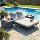 RADIATA 51.2" 2-Person Outdoor Double Chaise Lounge Outdoor Daybed With Independent 5-Position Backrests, 4.1" Cushions, 800 lb Capacity, Patio Chaise Lounge Chair,Dark Gray