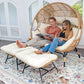 RADIATA Double PE Wicker Stationary Egg Chair with Legs Patio 2 Person Loveseat Chair Indoor Outdoor Oversized PE Rattan Lounge Chair for Garden Balcony
