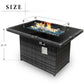 RADIATA Outdoor 43'' Rectangular Gray Wicker Propane Fire Pit Table 55,000 BTU Output Safe Certified