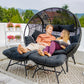RADIATA Double PE Wicker Stationary Egg Chair with Legs Patio 2 Person Loveseat Chair Indoor Outdoor Oversized PE Rattan Lounge Chair for Garden Balcony