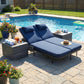 RADIATA 51.2" 2-Person Outdoor Double Chaise Lounge Outdoor Daybed With Independent 5-Position Backrests, 4.1" Cushions, 800 lb Capacity, Patio Chaise Lounge Chair,Dark Gray