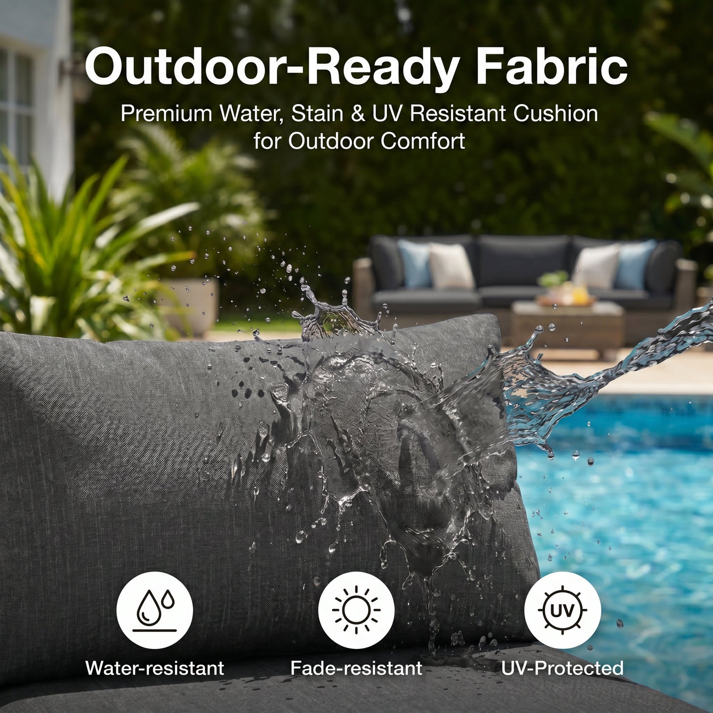 RADIATA 4pcs Outdoor Oversized Aluminum Furniture Set with 29" Seats, Modular Conversation Set Sectional Sofa set with 500 lb Capacity,4" Cushions, 2 Corner & 2 Armless Chairs, Gray&Dark Gray