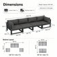 RADIATA 4pcs Outdoor Oversized Aluminum Furniture Set with 29" Seats, Modular Conversation Set Sectional Sofa set with 500 lb Capacity,4" Cushions, 2 Corner & 2 Armless Chairs, Gray&Dark Gray