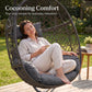 RADIATA Hanging Egg Chair with Stand, Outdoor Indoor Wicker Swing Chair, 350Lbs Nest Chair with Cushions, All-Weather Patio Hammock Seat for Porch Balcony Garden