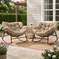 RADIATA Oversized Outdoor Papasan Rocking Chair with 5.1" Cushion, 450 lb Heavy-Duty Rattan Patio Rocker Chair, Water-Resistant Lounge Chair for Porch, Garden, Bedroom