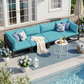 RADIATA 4pcs Outdoor Oversized Aluminum Furniture Set with 29" Seats, Modular Conversation Set Sectional Sofa set with 500 lb Capacity,4" Cushions, 2 Corner & 2 Armless Chairs, Gray&Dark Gray