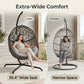 RADIATA Hanging Egg Chair with Stand, Outdoor Indoor Wicker Swing Chair, 350Lbs Nest Chair with Cushions, All-Weather Patio Hammock Seat for Porch Balcony Garden