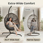 RADIATA Hanging Egg Chair with Stand, Outdoor Indoor Wicker Swing Chair, 350Lbs Nest Chair with Cushions, All-Weather Patio Hammock Seat for Porch Balcony Garden