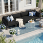 RADIATA 4pcs Outdoor Oversized Aluminum Furniture Set with 29" Seats, Modular Conversation Set Sectional Sofa set with 500 lb Capacity,4" Cushions, 2 Corner & 2 Armless Chairs, Gray&Dark Gray