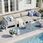 RADIATA 4pcs Outdoor Oversized Aluminum Furniture Set with 29" Seats, Modular Conversation Set Sectional Sofa set with 500 lb Capacity,4" Cushions, 2 Corner & 2 Armless Chairs, Gray&Dark Gray