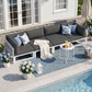 RADIATA 4pcs Outdoor Oversized Aluminum Furniture Set with 29" Seats, Modular Conversation Set Sectional Sofa set with 500 lb Capacity,4" Cushions, 2 Corner & 2 Armless Chairs, Gray&Dark Gray