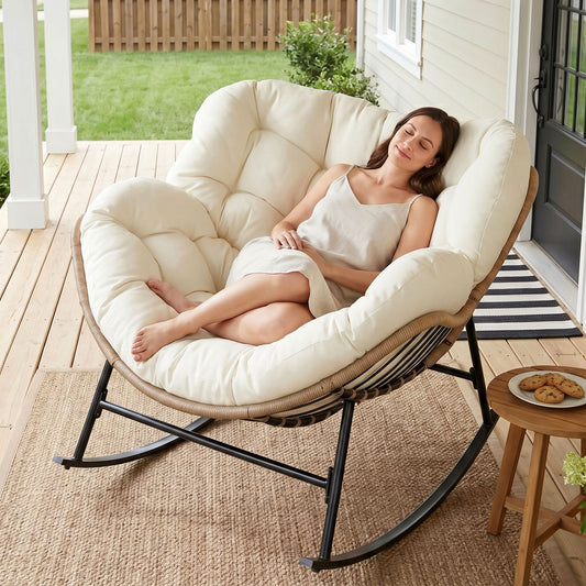 RADIATA Outdoor Indoor Papasan Rocking Chair Oversized Wicker Royal Rocking Chair