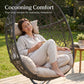 RADIATA Hanging Egg Chair with Stand, Outdoor Indoor Wicker Swing Chair, 350Lbs Nest Chair with Cushions, All-Weather Patio Hammock Seat for Porch Balcony Garden