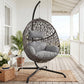 RADIATA Swing Egg Chair Bird Nest Cage Chair with Stand Thicken Gray UV-Resistant Cushion Indoor Outdoor Premium Rattan Wovend Sturdy Metal Frame 275lbs Capacity for Bedroom Living Room