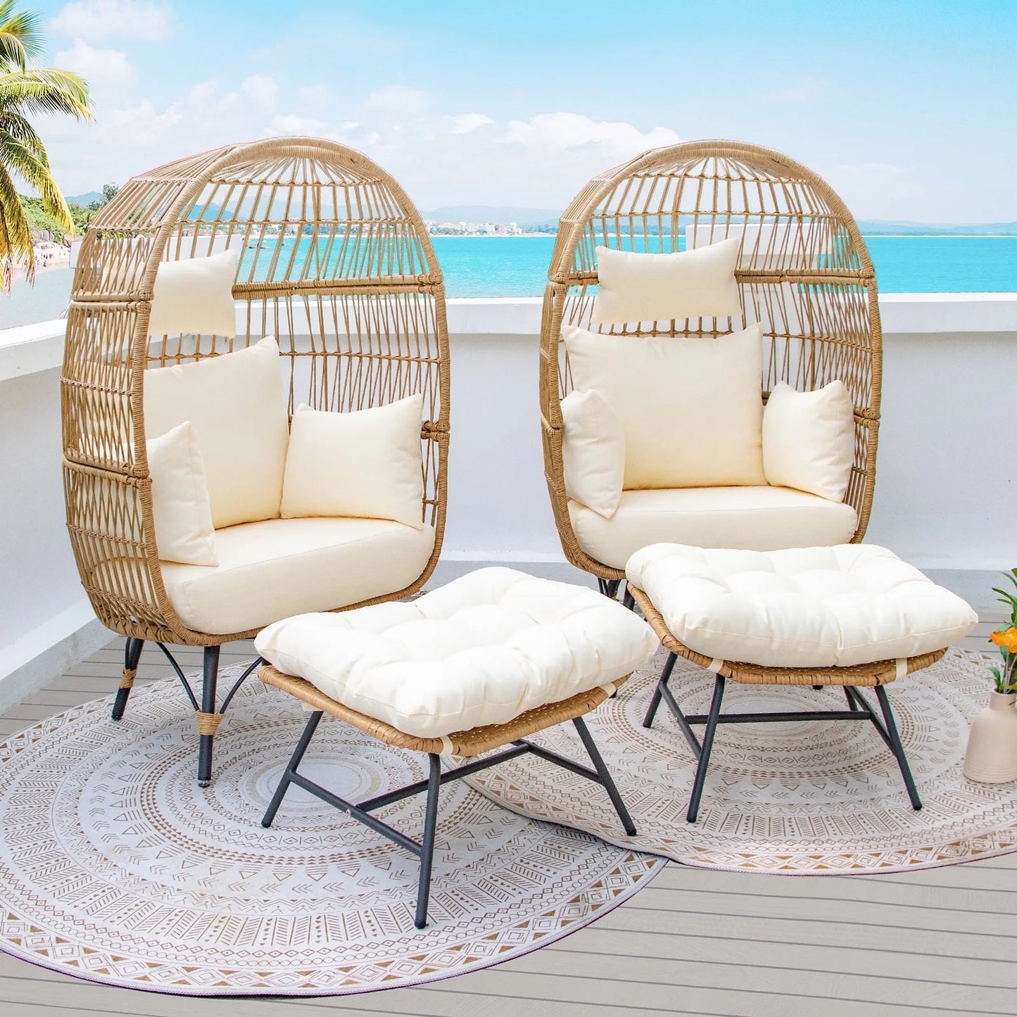 RADIATA Patio Boho Furniture sets Wicker Outdoor Sofa Conversation Set, Natural