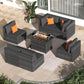 RADIATA 7-Piece Patio Furniture Set with Fire Pit Table, Outdoor Sectional with Fire Pit Table, Patio Couch Set with Fire Pit Table, Patio Furniture Set Outdoor Sectionals,Gray/Dark Gray