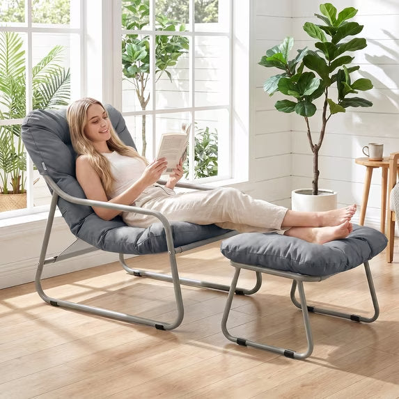 RADIATA Lounge Chair Indoor with Ottoman, 4" Thick Cushion, 400 lbs Heavy Duty, Comfy Chair with Ottoman, Accent Chair with Ottoman