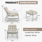 RADIATA Patio Lounge Chair with Armrests & Patio Chair and Ottoman, Oversized Papasan Chair, Heavy Duty 400lbs, Outdoor Chair with Foot Rest, 2PCS,Beige