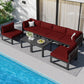 RADIATA 7 Pieces Aluminum Outdoor Patio Sectional Furniture Sofa Set with Fire Pit Table Large Size Luxury Comfortable Durable Water/UV-Resistant Garden Porch Backyard Party