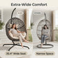 RADIATA Hanging Egg Chair with Stand, Outdoor Indoor Wicker Swing Chair, 350Lbs Nest Chair with Cushions, All-Weather Patio Hammock Seat for Porch Balcony Garden