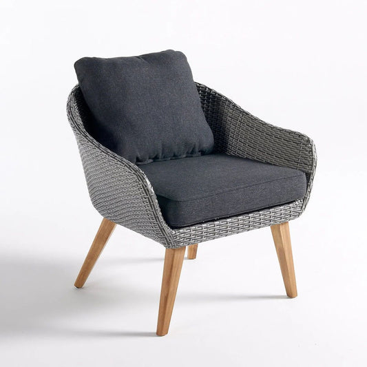 Gray Outdoor Wicker Chair, Single