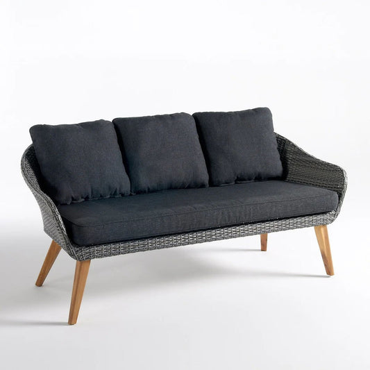 Gray Outdoor Wicher Chair, 3 Seater Sofa