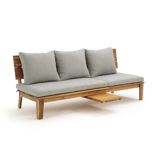 Gray Outdoor Bench with 3 Pillows