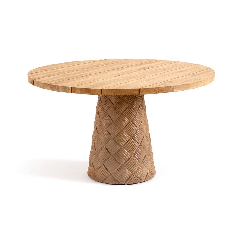 Round Solid Teak & Rockstone Garden Table