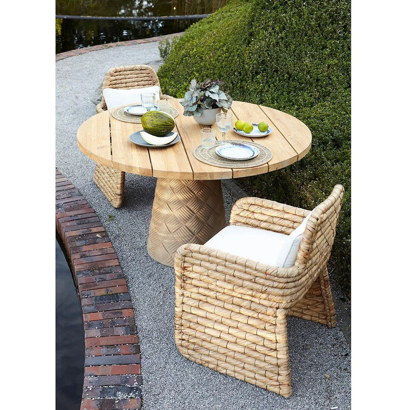 Round Solid Teak & Rockstone Garden Table