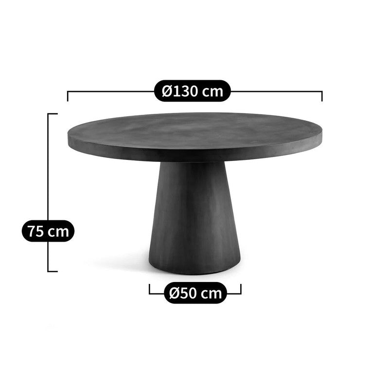 Round Solid Teak & Rockstone Garden Table